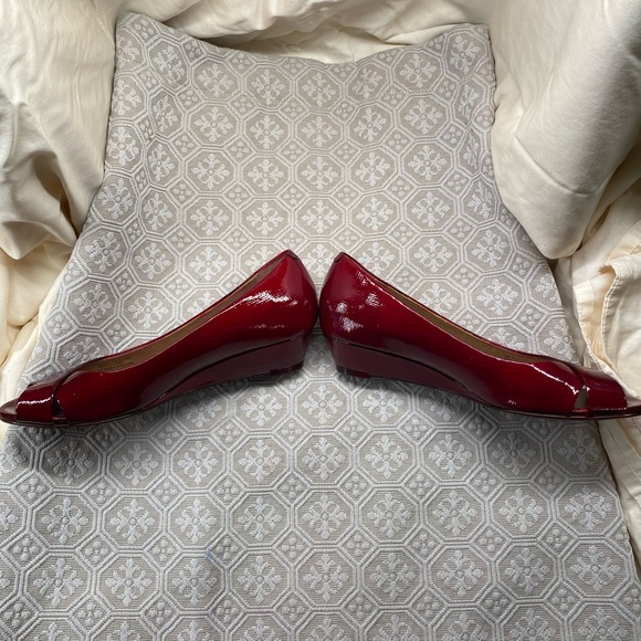 Custom Dyed Deep Red Patent Leather Cole Haan Heels - Picture 4 of 7